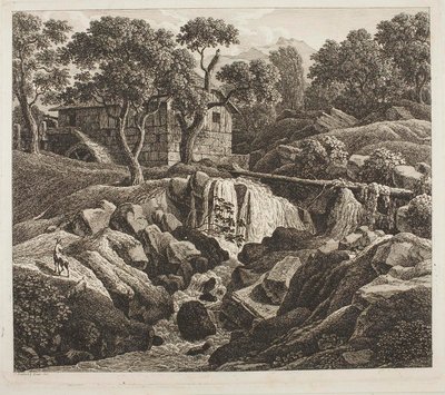Landskap med møllehjul av Johann Christian Reinhart