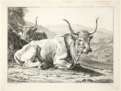 To romerske okser hviler, fra Die Zweite The Erfolge av Johann Christian Reinhart