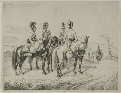 Fire Cuirassiers på en skråning av Johann Christoph Erhard