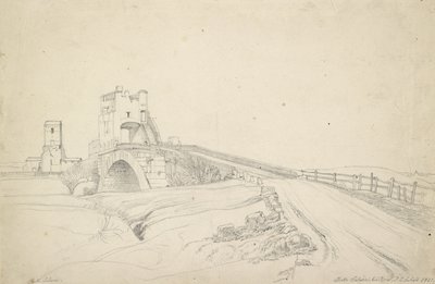 Ponte Salario nær Roma, 1821 (grafitt på off-white papir) av Johann Christoph Erhard