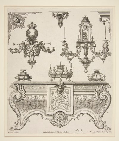 Ark med dekorative design av Johann Christoph Hafner