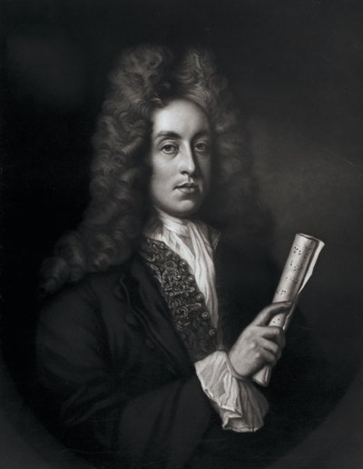 Portrett av Henry Purcell gravert av George J. Zobel av Johann Closterman