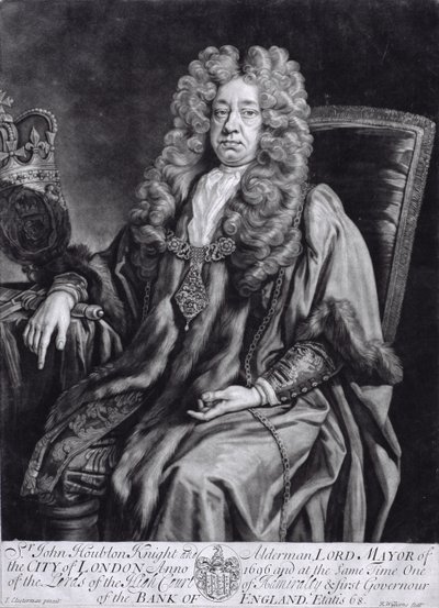 Sir John Houblon (1632-1711) gravert av R. Williams av Johann Closterman
