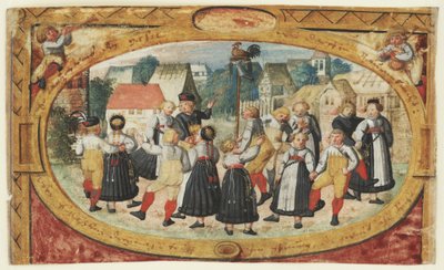 Miniatyr av et barnespill: barn som danser rundt hanen av Johann Daniel Schmied