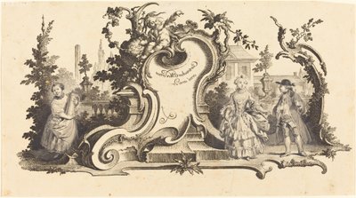 Moderne kartusjer utsmykket med [forskjellige figurer] (Plate VI-1 fra settet) av Johann Esaias Nilson