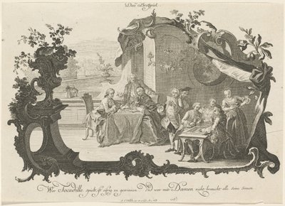 Das Brettspiel (damer og herrer som spiller brettspill) av Johann Esaias Nilson