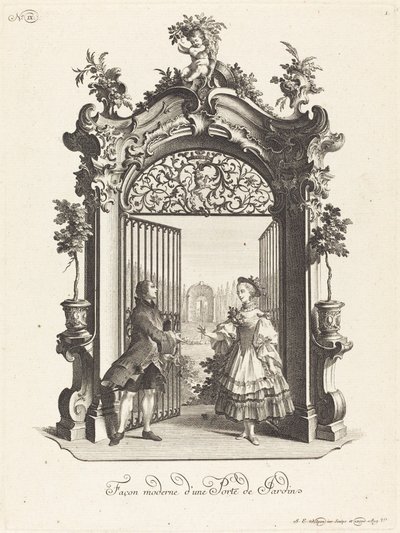 Moderne måte for en hagedør (En hagedør i moderne stil) av Johann Esaias Nilson