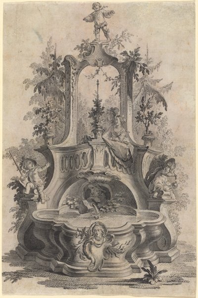 Rokokkofontene med elskere og de fire elementene av Johann Esaias Nilson