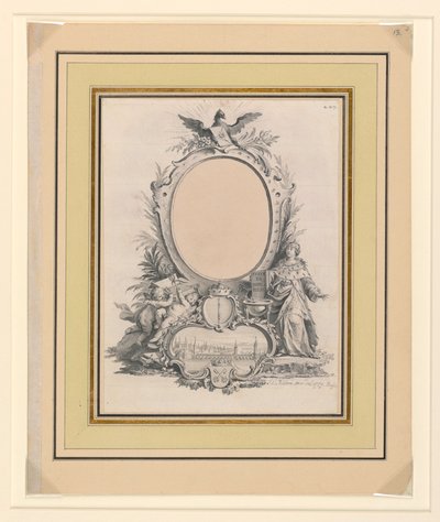 Design for rammen av portrettet av Frederick V, konge av Danmark av Johann Esais Nilson