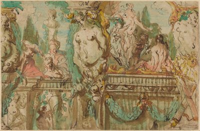 Et takdesign med allegoriske figurer av Johann Evangelist Holzer