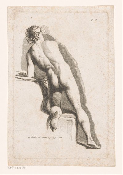 Knælende mann naken, sett bakfra av Johann Friedrich Bolt