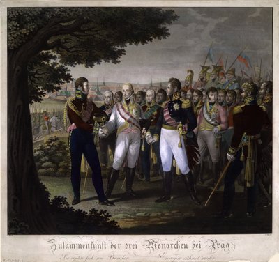 Møtet mellom keiserne Frans I av Østerrike, Alexander I av Russland og Frederick William III o av Johann Friedrich Jügel