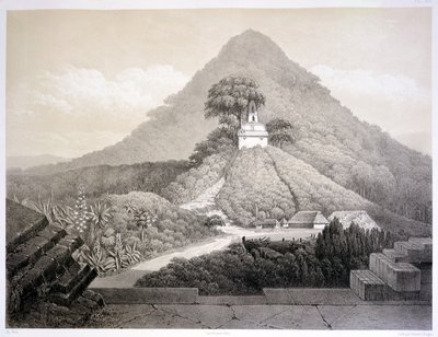 Pittoresk utsikt ved korsetempel, Palenque, plate 20 fra 