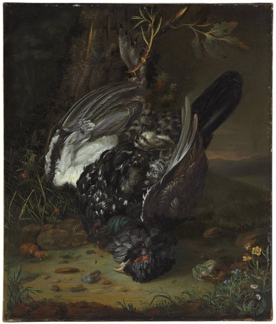 En svarthane i et skogkledd landskap, 1747 av Johann Friedrich von Grooth