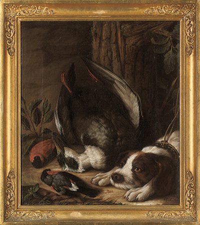 En jakthund og byttet hans, 1768 av Johann Friedrich von Grooth