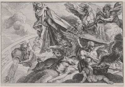 Allegory of Winter med Diana the Huntress av Johann Georg Bergmuller