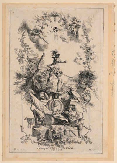 Design for et panel som representerer det koleriske temperamentet av Johann Georg Bergmuller