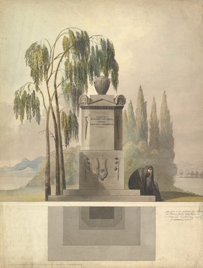 Design for en grav, Rothgeisser i Nürnberg høyde- og grunnplan, 1826. av Johann Georg Dürschner