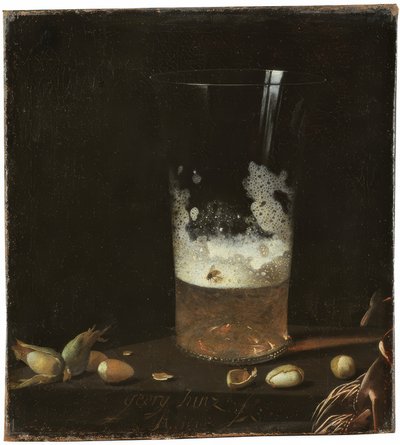 Stilleben med ølglass og nøtter av Johann Georg Hainz
