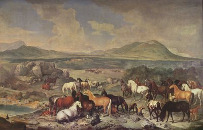 The Imperial Stud med Lipizzaner-hester av Johann Georg Hamilton