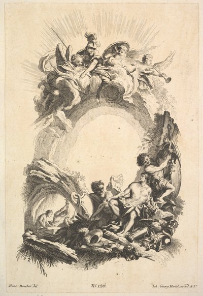 The Forges of Vulcan, fra Book of Cartouches, midten av 1700-tallet. av Johann Georg Hertel