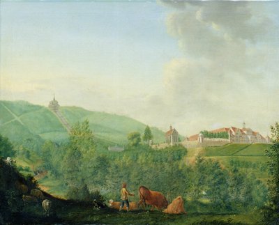 Weissenstein slott, nær Kassel (Wilhelmshoehe), 1778 av Johann Georg Pforr