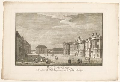 Utsikt over Bebelplatz i Berlin med Alte Bibliothek og det gamle palasset og Sint-Hedwigskathedraal Utsikt over Place de l