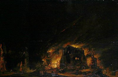 Brann, ca. 1760 (olje på tre) av Johann Georg Trautmann