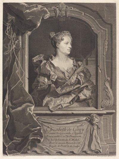 Elizabeth de Gouy, kone til Hyacinthe Rigaud av Johann Georg Wille after Hyacinthe Rigaud