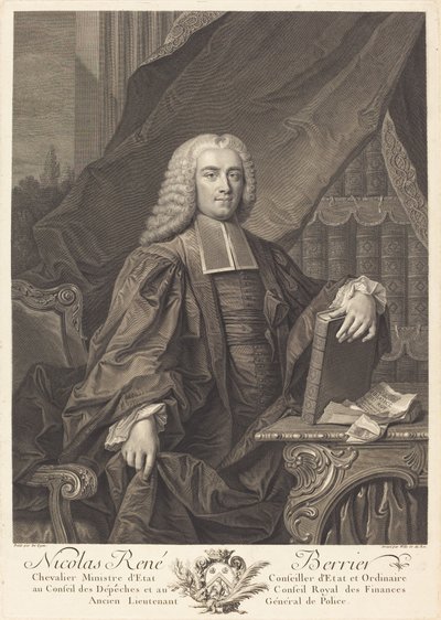 Nicolas Rene Berryer av Johann Georg Wille after Jean François Delyen