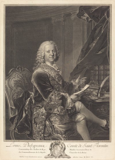 Louis Phelypeaux, greve av Saint Florentin av Johann Georg Wille after Louis Tocqué