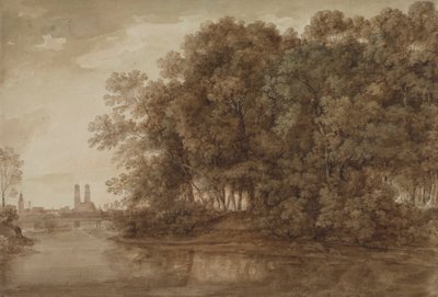 Utsikt over München fra Praterinsel av Johann Georg von Dillis