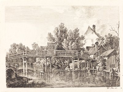 Den lille Isar gangbroen av Johann Georg von Dillis