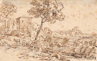 Italiensk landskap av Johann Georg von Dillis