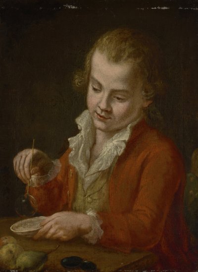 Gutt med såpebobler av Johann Georg von Edlinger