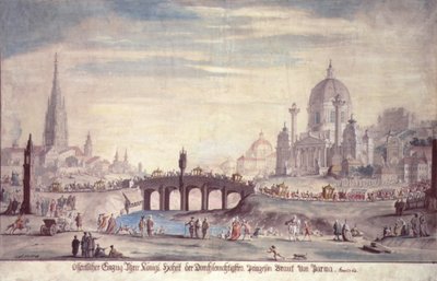 Offentlig opptreden av Hennes Kongelige Høyhet Prinsesse Isabella av Parma, kone til Joseph II av Østerrike (1741-90), 1760 av Johann Gfall
