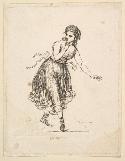 Woman Alone, fra serien The Dancing Pair Vigano.nd av Johann Gottfried Schadow