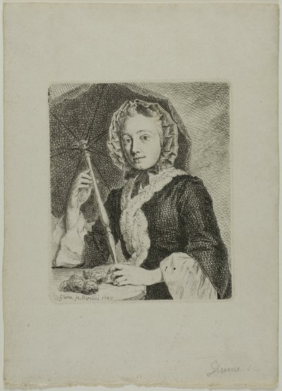 Kvinne med parasoll (fru Friedrich Christian Glume, svigerinne til kunstneren) av Johann Gottlieb Glume
