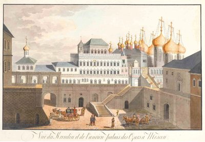 Utsikt over Kreml i Moskva. Terem-palasset, 1813 av Johann Gottlieb Lohrer