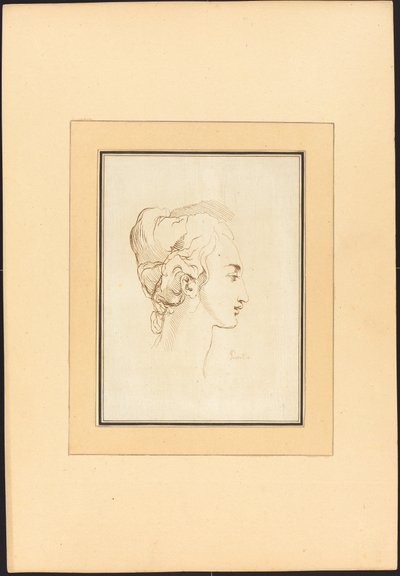 Hodet til en kvinne av Johann Gottlieb Prestel after Guercino