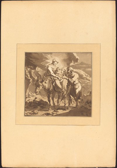 Flykten til Egypt av Johann Gottlieb Prestel after Nicolaes Pietersz Berchem