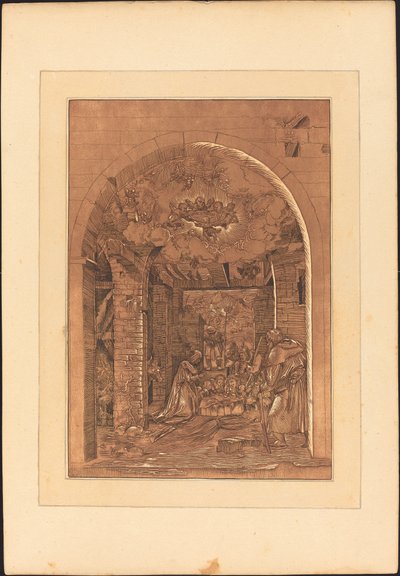 Hyrdenes tilbedelse av Johann Gottlieb Prestel after a 16th Century German Artist