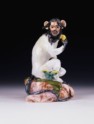 En Meissen-modell av en ape, ca. 1735 av Johann Gottlob Kirchner