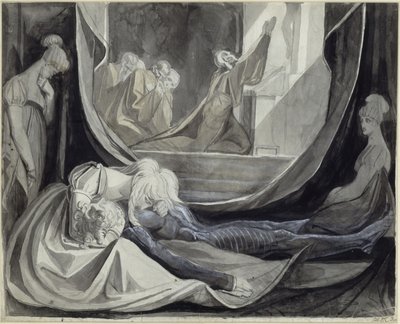 Kriemhild holder likvake over Siegfried av Johann Heinrich Füssli