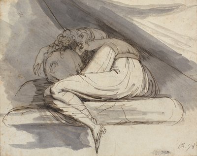 Kvinne sitter, krøllet sammen av Johann Heinrich Füssli