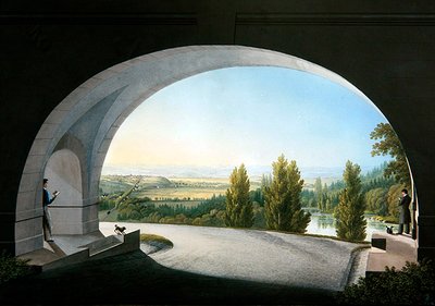 Wilhelmshöhe, Kassel, Tyskland (gouache på papir) av Johann Heinrich II Bleuler