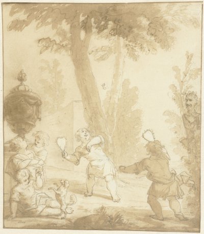 Allegorisk representasjon med barn som leker av Johann Heinrich Keller (II)