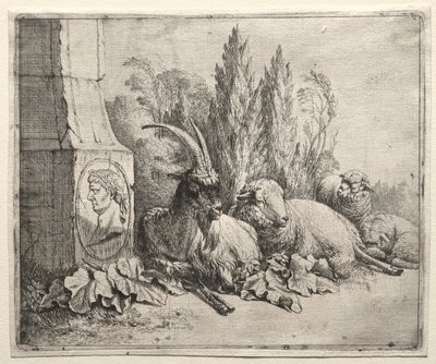 Byste på bunnen av en pyramide av Johann Heinrich Roos