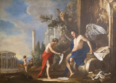 Allegori over tid, Chronos og Eros av Johann Heinrich Schonfeldt