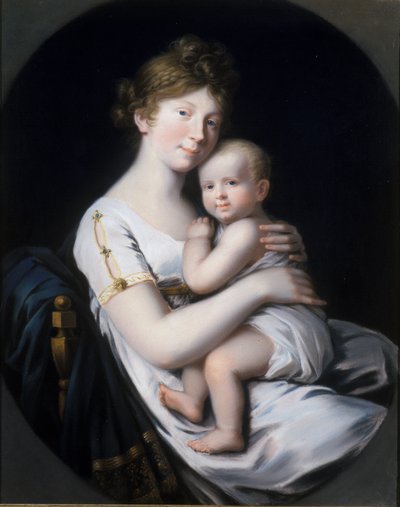 Kronprinsesse Luise av Preussen med kronprins Friedrich Wilhelm IV, 1796 av Johann Heinrich Schroder